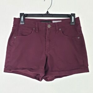 Aeropostale Shorts Womens 6 MIDI Maroon‎ Red Blend Casual Cuffed Retro Y2K Comfy